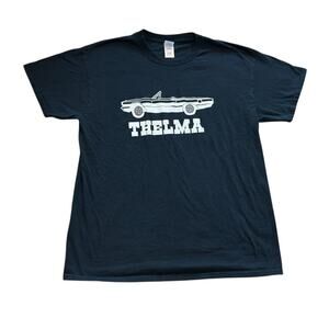 Thelma and Louise THELMA T-Shirt Cotton Womens Large Black Glitter Car
